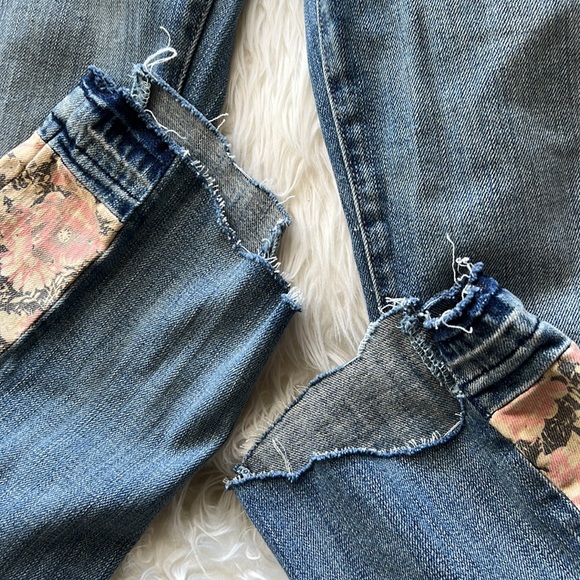 🎯Current/Elliott The Uneven Seamed Original Straight First Love Mixed Jeans - Picture 8 of 14